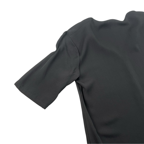 Theory Black Antazie Silk Keyhole Neck Crew Neck Short Sleeve Top In Size P - Picture 7 of 8